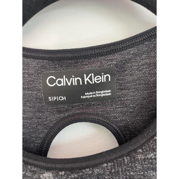 Calvin Klein Sports Bra Women S Black Gray Marble Racerback Seamless NWT - Picture 3 of 5